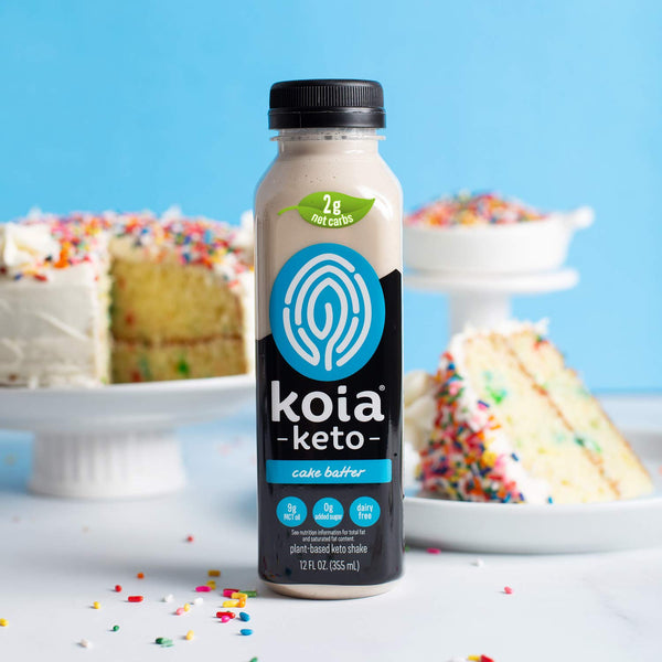 Koia Keto - Ready To Drink Plant Protein Keto Shake (12 Fl Oz) - Cake Batter - Dr. Axe Ketogenic Diet Approved, C8 MCT Oil, Low Net Carbs, Dairy Free, Gluten Free, Soy Free, Non GMO, Kosher, Vegan