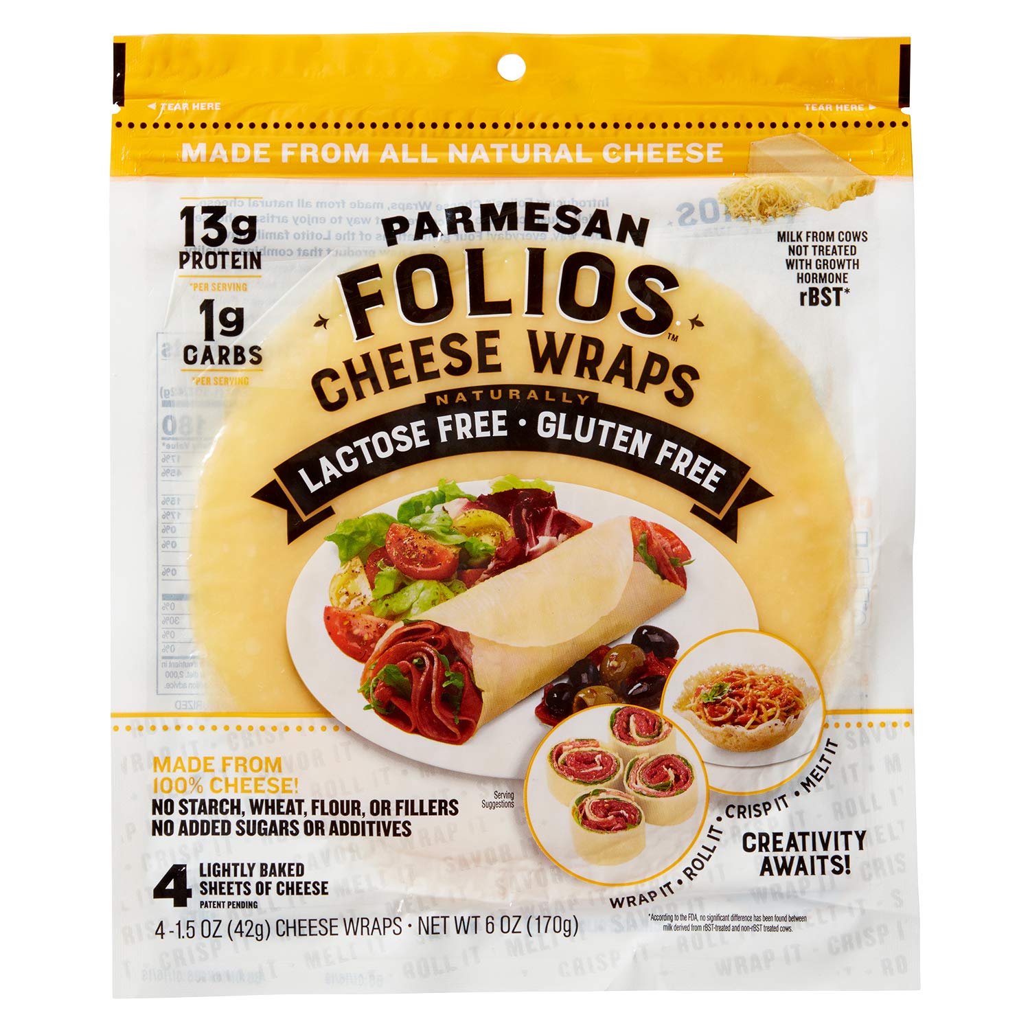 Folios All natural 100% Parmesan Cheese Wraps, 6 oz