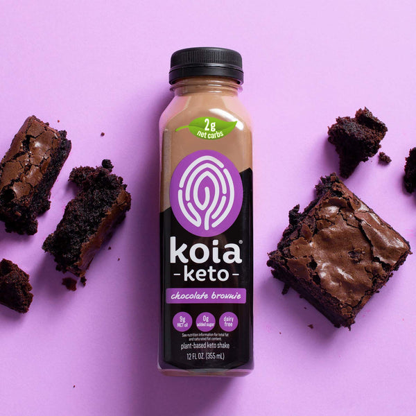 Koia Keto - Ready To Drink Plant Protein Keto Shake (12 oz) - Chocolate Brownie - Dr. Axe Ketogenic Diet Approved, C8 MCT Oil, Low Net Carbs, Dairy Free, Gluten Free, Soy Free, Non GMO, Kosher, Vegan