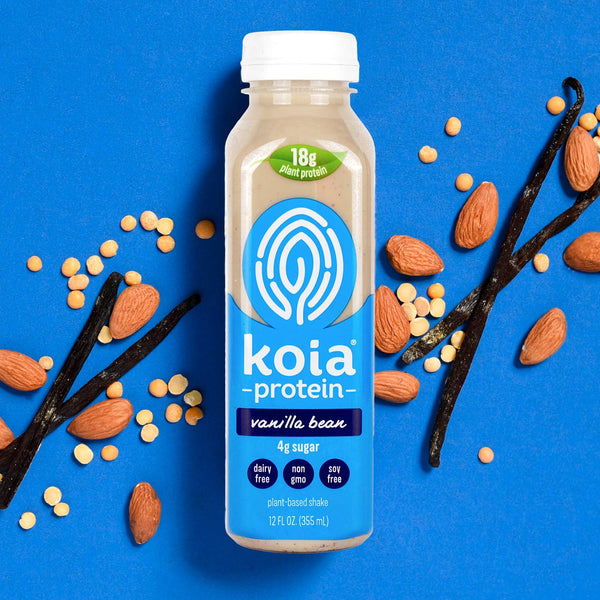 Koia Protein - Ready To Drink Plant Protein Shake (12 oz) - Vanilla Bean - Dairy Free, Gluten Free, Soy Free, Non GMO, Kosher, Vegan