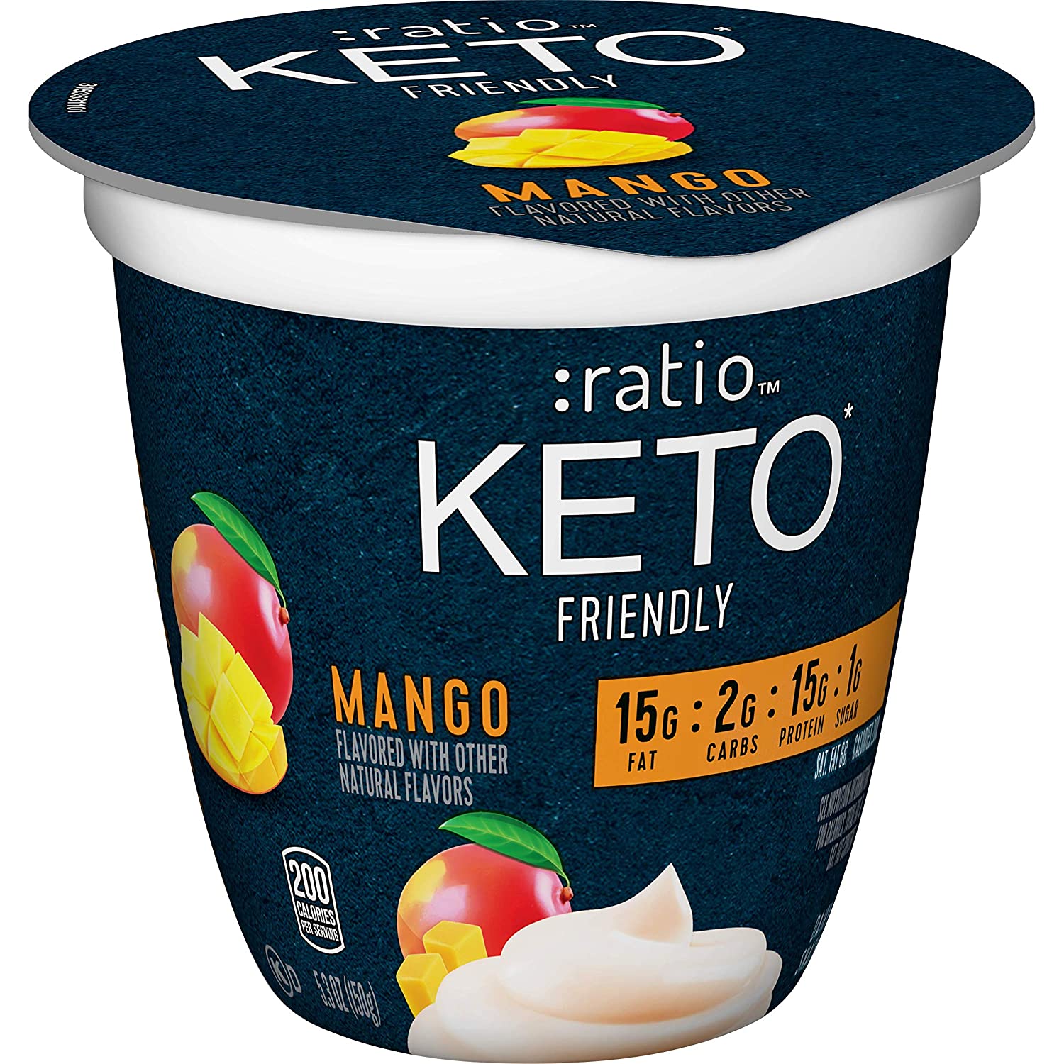 :ratio KETO Yogurt Cultured Dairy Snack, Mango, 5.3oz cup