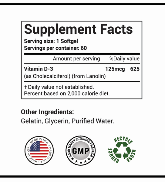 Vitamin D3 5,000iu softgels, 60ct